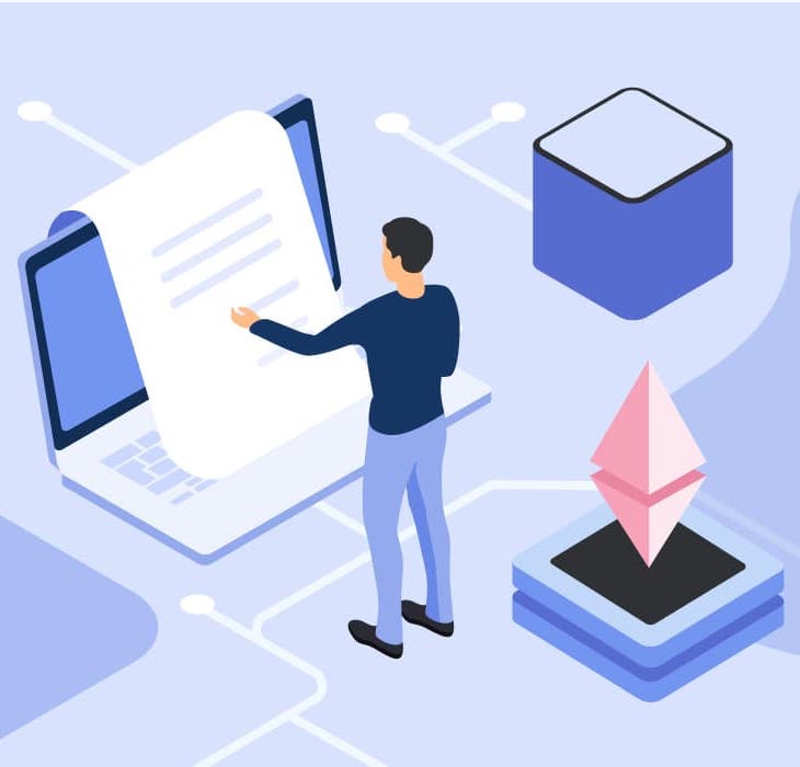 A man processing smart contract
